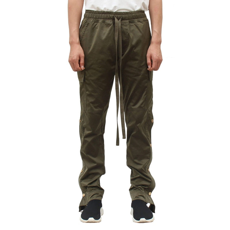 Bonsir Autumn New Casual Pants Men's Joggers Loose Track Trousers Fashion Side-breasted Cargo Pants Man Overalls Pantalones Cargo