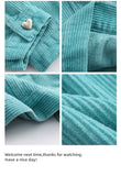 Bonsir Men Cargo Corduroy Jacket Vintage Loose Casual Couple Heart Graphic Button Candy Color Handsome Pleated Streetwear Coat