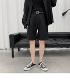 Bonsir Summer Men Shorts Straight Fit Knee-Length Short Suit Pant Solid Beige Black Summer Clothing Student Thin Casual Shorts Man