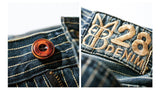 Bonsir Man's Pants Washed High Quality Trend Vintage Stripe Mid-Waist Zipper Casual Male Brand Clothing Long Straight Trousers Blue