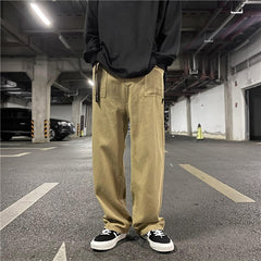 Bonsir Men Big Pocket Cargo Pants Joggers Straight Casual Loose Male Hip Hop Mopping Trousers Autumn Winter Streetwear All-match Pants