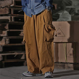 Bonsir Multi Pocket Cargo Pants Mens Work Pants Safari Style Casual Wide Leg Pants Men Solid Color Baggy Trousers
