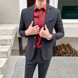 Bonsir Men Dress Blazers Pants Vest 3 Piece Set / Male Wedding New Autumn Business Formal Plaid Suit Luxury Slim Fit Coat Trousers