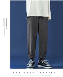 Bonsir Corduroy Pants Men Solid Color Casual Joggers Men Trousers Trendy Loose Straight Leg Sweatpants Straight Pant Fashion Streetwear