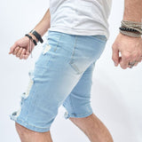 Bonsir Vintage Ripped Slim Fit Denim Short Pant Men Streetwear 2023 Spring Summer Fashion Solid Color Button Jean Shorts Men's Clothing