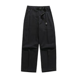 Bonsir Spring/Summer New Korean Street Fashion Men's Loose Belt Design Pleated Casual Pants Men's Retro Wide leg Cargo Pants
