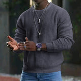 Bonsir Autumn New Long Sleeve T Shirt Quality Waffle Breathable Fabric T Shirt Men Vintage Solid Color Bottoming Loose Casual Tops