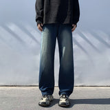 Bonsir Blue Baggy Jeans Men Fashion Retro Pocket Straight Jeans Men Japanese Streetwear Loose Denim Pants Mens Trousers S-3XL