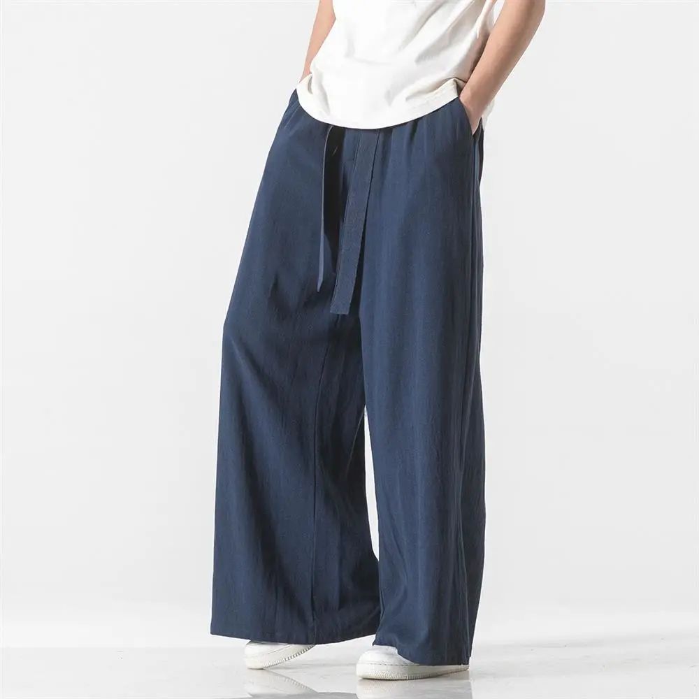 Bonsir Cotton Linen Vintage Men's Harem Pants Harajuku Oversized