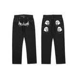 Bonsir Men's Y2k Jeans Cashew Flowers Purple Streetwear Casual Pants Punk Hip Hop Letter Print Baggy Harajuku Straight Denim Trousers