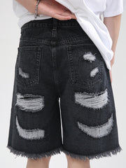 Bonsir Men's Shorts Wear Summer New Korean Fashion Loose Hole Burr Design Denim Casual Vintage Temperament Male T3930