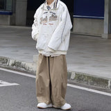 Bonsir Japanese Style Men's Retro Solid Color Casual Pants Elastic Waist Fashion Trend Sweatpants Loose Popular Trousers M-3XL