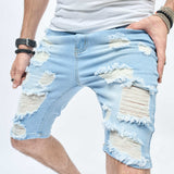 Bonsir Vintage Ripped Slim Fit Denim Short Pant Men Streetwear 2023 Spring Summer Fashion Solid Color Button Jean Shorts Men's Clothing