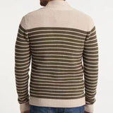 Bonsir Men's V-Neck Striped Cardigan Sweater with Long Sleeves Knitwear