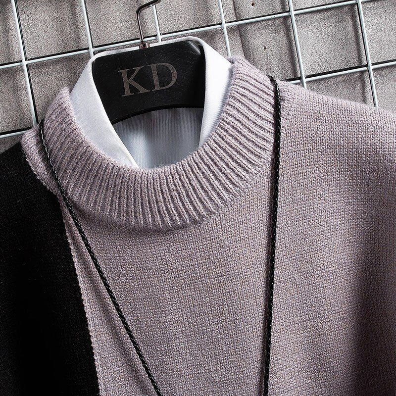 Bonsir New Winter Cashmere Warm Sweater Men Turtleneck Mens Pullover Patchwork Slim Fit Knitted Sweaters Tops Oversized Men's Clothing