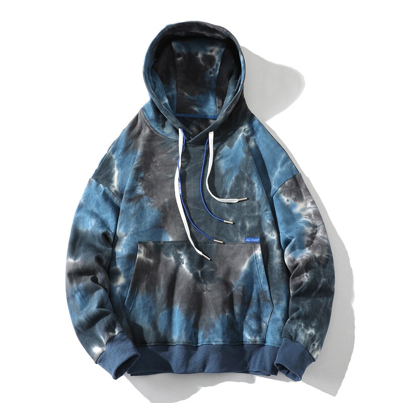 Bonsir  New Tie-dye Printed Hooded Hoodies Men Quality Loose Casual Sweatshirts Jogger Drawstring Pullovers Spring Autumn Winter