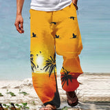 Bonsir Casual Loose Drawstring Waist Men's Pants Spring Summer Fashion Graphic Printed Beach Long Pant Hawaii Men Vacation Trouser