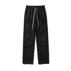 Bonsir High Street Vibe Style Drawstring Black Casual Trousers Retro Straight Oversized Pockets Harajuku Hip Hop Mens Track Pants