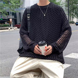 Bonsir Men's And Women's Hollow Fishnet Clothes Thick Thread Pullover Knitted Sweater Men's And Women's Tops