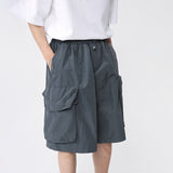 Bonsir Men's Summer New Casual Cargo Short Pants Loose Multi-pocket Elastic Waist Drawstring Shorts 2023 Korean Fashion wr8319
