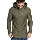 Bonsir New Men's casual fashion solid color long-sleeved T-shirt with Hood Summer casual sports long-sleeved T-shirt