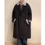 Bonsir Winter Thick Woolen Coat Men Warm Fashion Oversize Long Woolen Coat Korean Loose Thickening Woolen Trench Coat Mens Overcoat