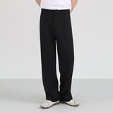 Bonsir Summer Men's Fashion Trend Thin Suit Pants Loose Grey/black Color Casual Pants Ice Silk Fabric Loose Wide Leg Pants M-2XL