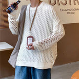 Bonsir Men's And Women's Hollow Fishnet Clothes Thick Thread Pullover Knitted Sweater Men's And Women's Tops