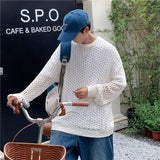 Bonsir Men's And Women's Hollow Fishnet Clothes Thick Thread Pullover Knitted Sweater Men's And Women's Tops