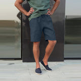 Bonsir Vintage Solid Cotton Linen Short Pant Man 2023 Spring Summer Casual Loose Drawstring Shorts Men Leisure Tie-up Shorts Streetwear
