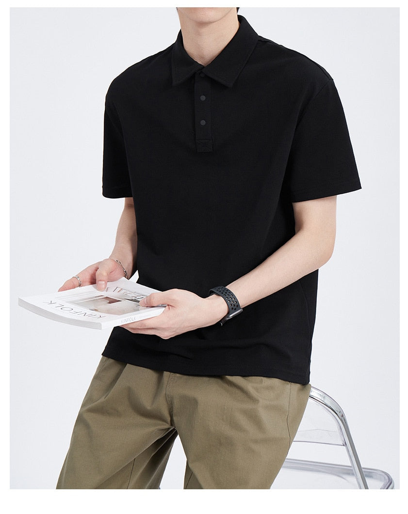 Bonsir Summer New Fashion Business Casual Men's Lapel T-shirts High Quality Solid Color Simple Classical Polo Shirts Male Pullover Tops