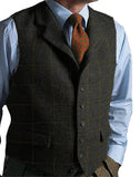 Bonsir Mens Suit Vest Green Wedding Wool Herringbone Tweed Business Waistcoat Jacket Casual Vests For Groomsmen Man Wedding