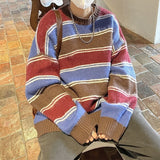 Bonsir Winter Stripe Sweater Men Warm Fashion Casual Knit Pullover Men Korean Loose Oversize Long Sleeve Sweater Mens Jumper Clothes
