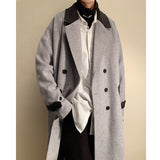 Bonsir Winter Thick Woolen Coat Men Warm Fashion Oversize Long Woolen Coat Korean Loose Thickening Woolen Trench Coat Mens Overcoat