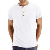 Bonsir Brand Quality Cotton Men T-shirt Henry Neck Fashion Design Slim Fit Solid T-shirts Male Tops Tees Short Sleeve T Shirt For Men