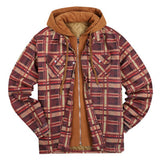 Bonsir Mens Hooded Jacket Casual Plaid Check Shirts Men Dropshipping Free Logo Customized Classic Jackets Plus Size M-5XL