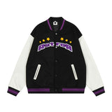 Bonsir Contrast Color Letter Flocking Embroidery Stand Winter Jackets for Men and Women Patchwork Streetwear Windbreaker Oversize Coat