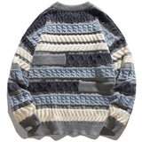 Bonsir Wavy Stripe Sweater For Men Irregularity Spliced Jacquard Knitwear Pullover Winter Women Sweater Oversized Men Clothing