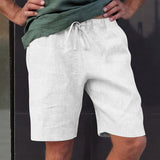 Bonsir Vintage Solid Cotton Linen Short Pant Man 2023 Spring Summer Casual Loose Drawstring Shorts Men Leisure Tie-up Shorts Streetwear