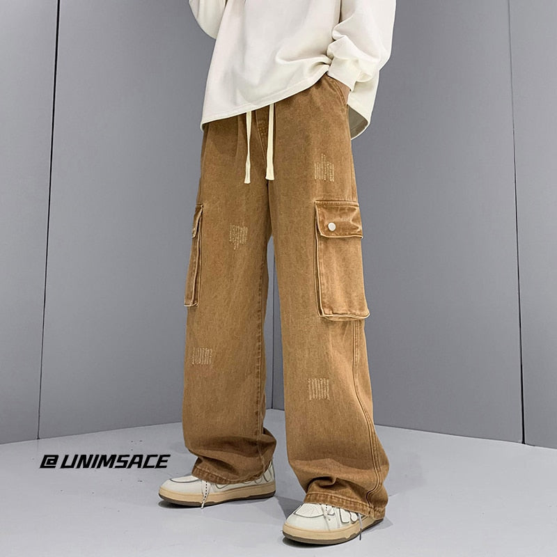 Men's Baggy Fit Pants Sweatpants Elastic Waist Trousers Hip Hop Sports Wide  Leg | eBay