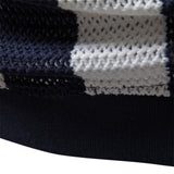 Bonsir Summer Net Shirt Hollow Short Sleeve Fishing Net Shirt Fashion Men's Striped Polo Shirt