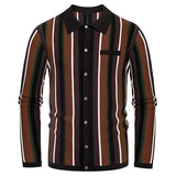 Bonsir New Spring Autumn Men Sweater Shirt Dtripe Splicing Color Slim Stretch Knit Tops Long Sleeve Polo Business Casual Male Clothing