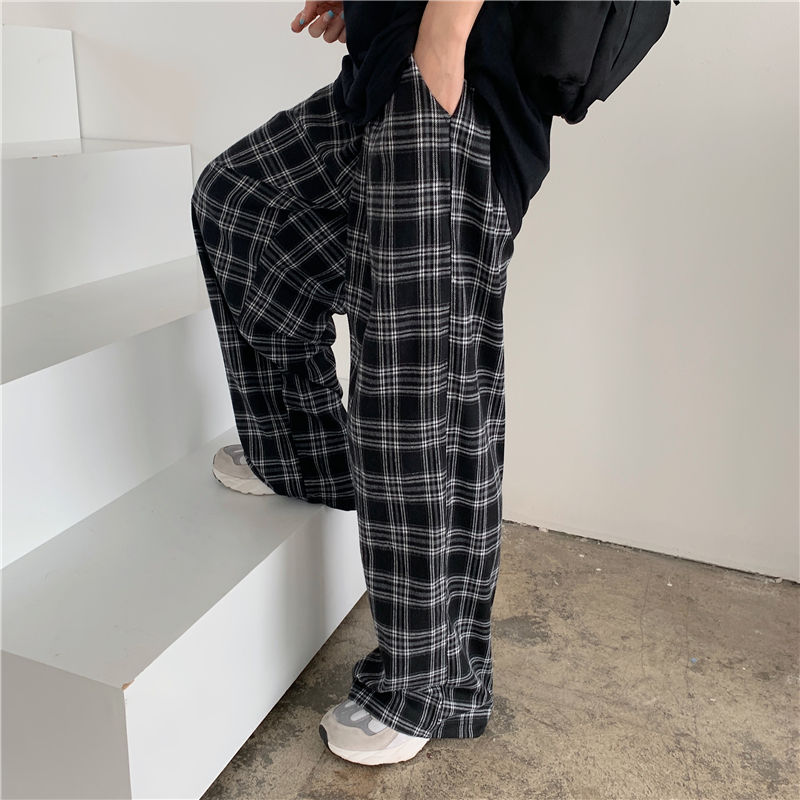 Bonsir Summer/Winter Plaid Pants Men S-3XL Casual Straight Trousers for Male/Female Harajuku Hip-hop Pants