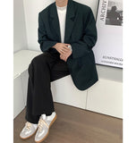 Bonsir Men's High-quality Casual Suit Jackets Formal Western-style Clothes Loose Black/brown/green Blazers Business Coats S-XL