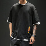 Bonsir New Summer Men's T Shirt Fashion Patchwork Short Sleeve T Shirt Mens Cotton Oversized Casual O Neck Streetwear Hip Hop Top Tees