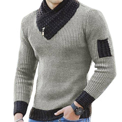 Bonsir Autumn New Men's Pullover Long Sleeve High Neck Sweater Color Matching Trend Sweater