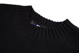 Bonsir Retro Flame Printed Contrast Color Pullover Autumn Sweaters for Men and Women Round Neck Patchwork Hip Hop Baggy Knitted Tops