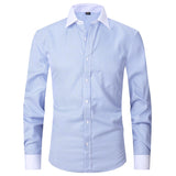 Bonsir Large 6XL Spring/Summer New French Shirt Men's Cotton Comfortable Iron Free Business Dress Long Sleeve Solid Stripe