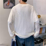 Bonsir Men's And Women's Hollow Fishnet Clothes Thick Thread Pullover Knitted Sweater Men's And Women's Tops
