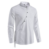 Bonsir New Men's Casual Blouse Cotton Linen Shirt Tops Long Sleeve Tee Shirt Spring Autumn Slanted Placket Vintage Yoga Shirts